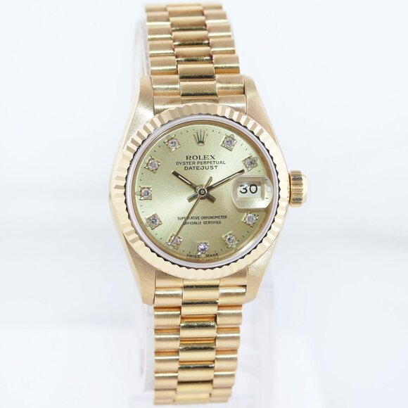 MINT! Rolex Champagne 26mm Diamond Dial Factory Watch w/ Box - Picture 4 of 8